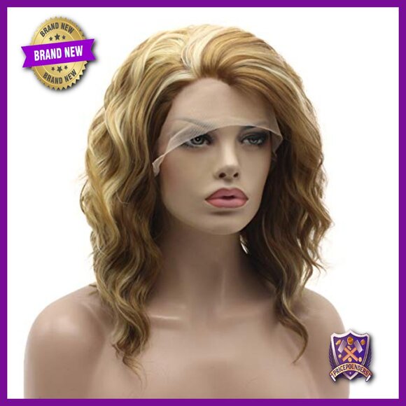 Medium Length Curly Synthetic Wig Lace Front Heat Resistant 14 Inch main image 4